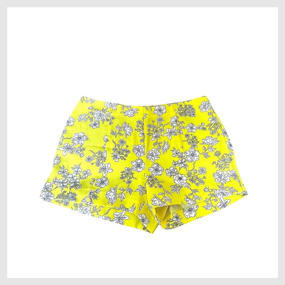 Gianni Bini Floral Print Shorts High Waist Yellow White XL